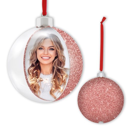 Pallina di Natale personalizzata glitter Rosa 1 pallina di natale personalizzata